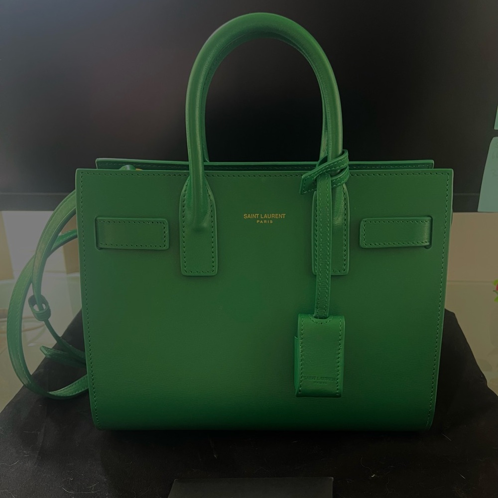 Green Sac de Jour Nano Top handle bag in smooth leather